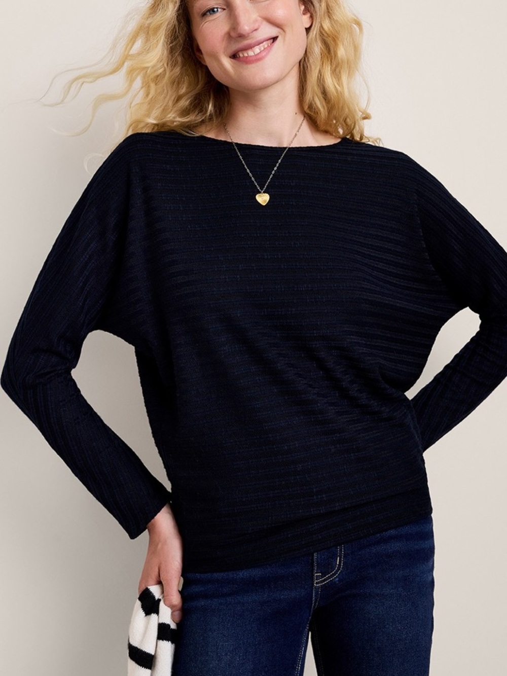 Francesca’s Marie Rib Knit Dolman Top in Black